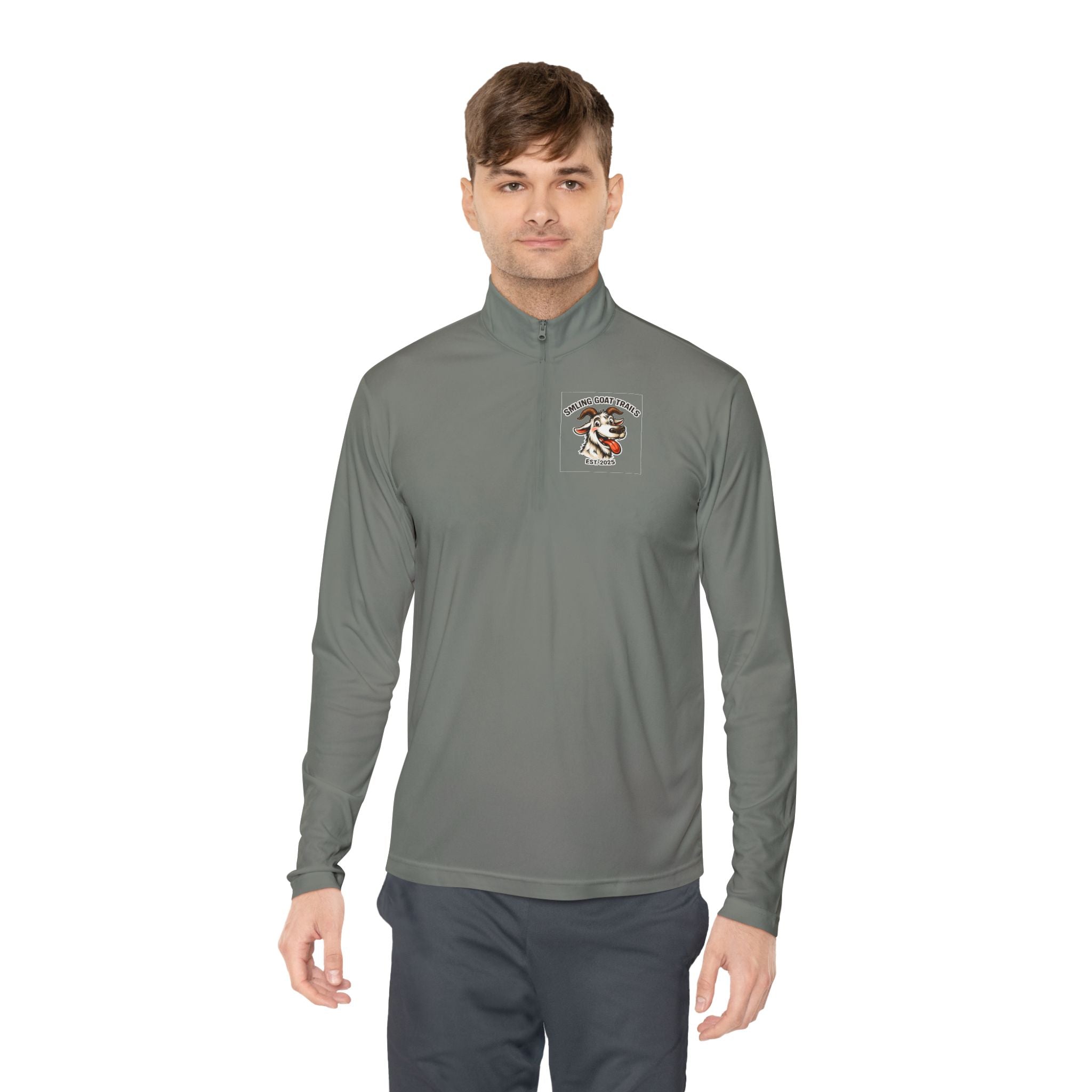Eagle American Flag Quarter-Zip Pullover Smiling Goat Logo