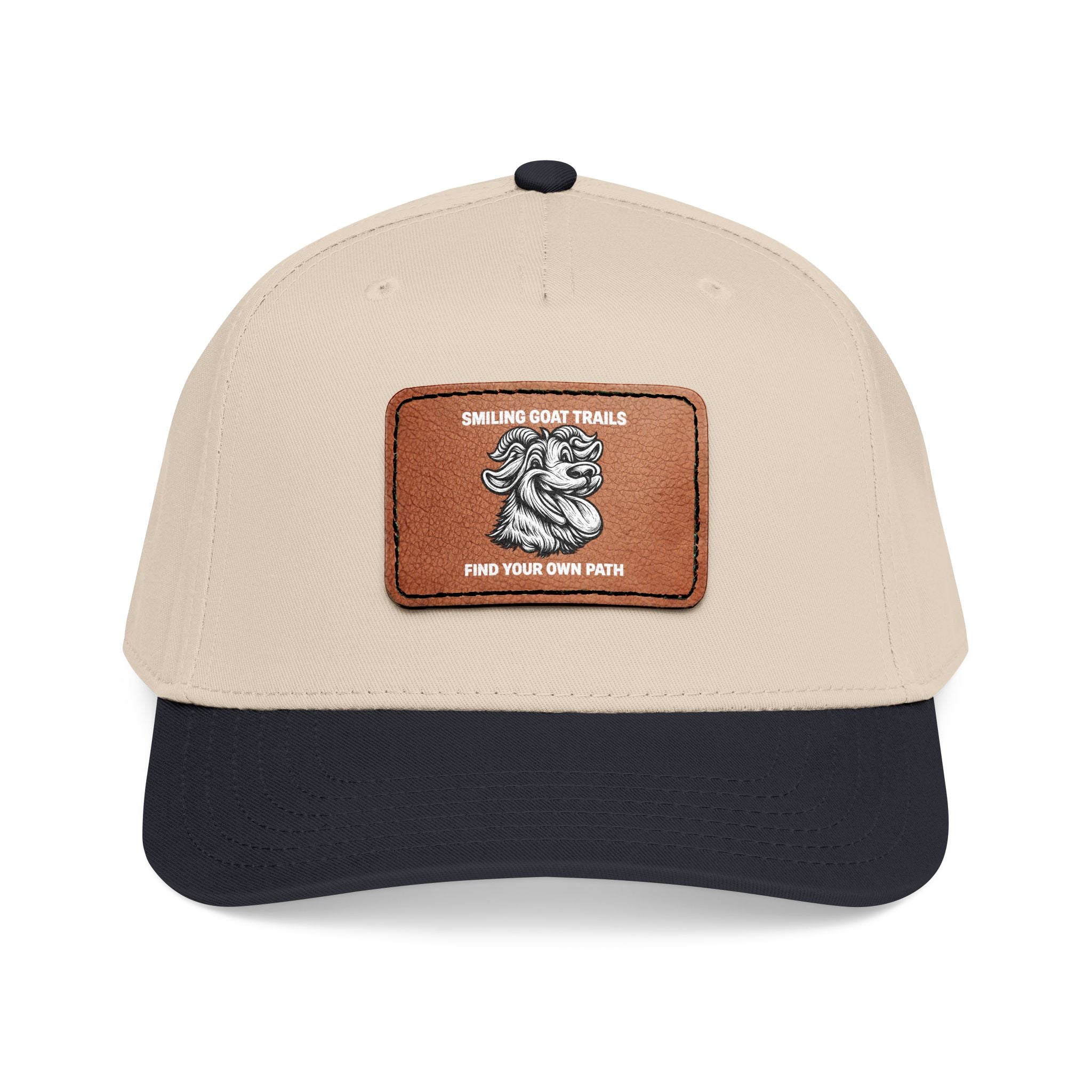 Mid Profile Baseball Cap with Leather Patch (Rectangle)