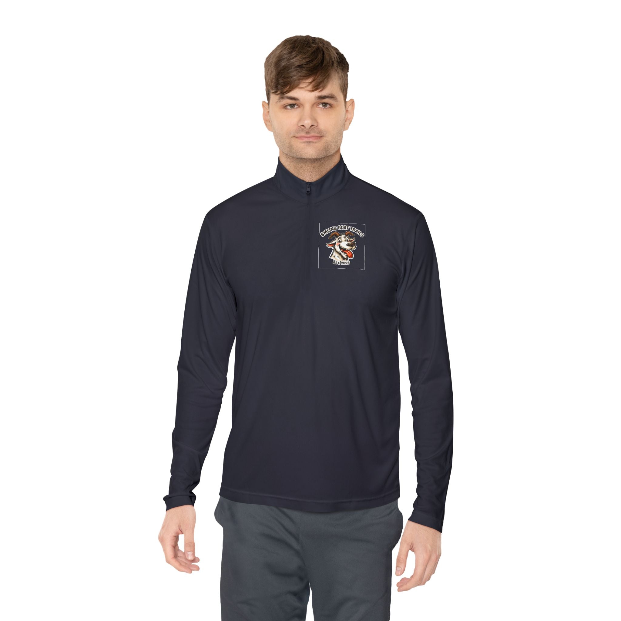 Eagle American Flag Quarter-Zip Pullover Smiling Goat Logo
