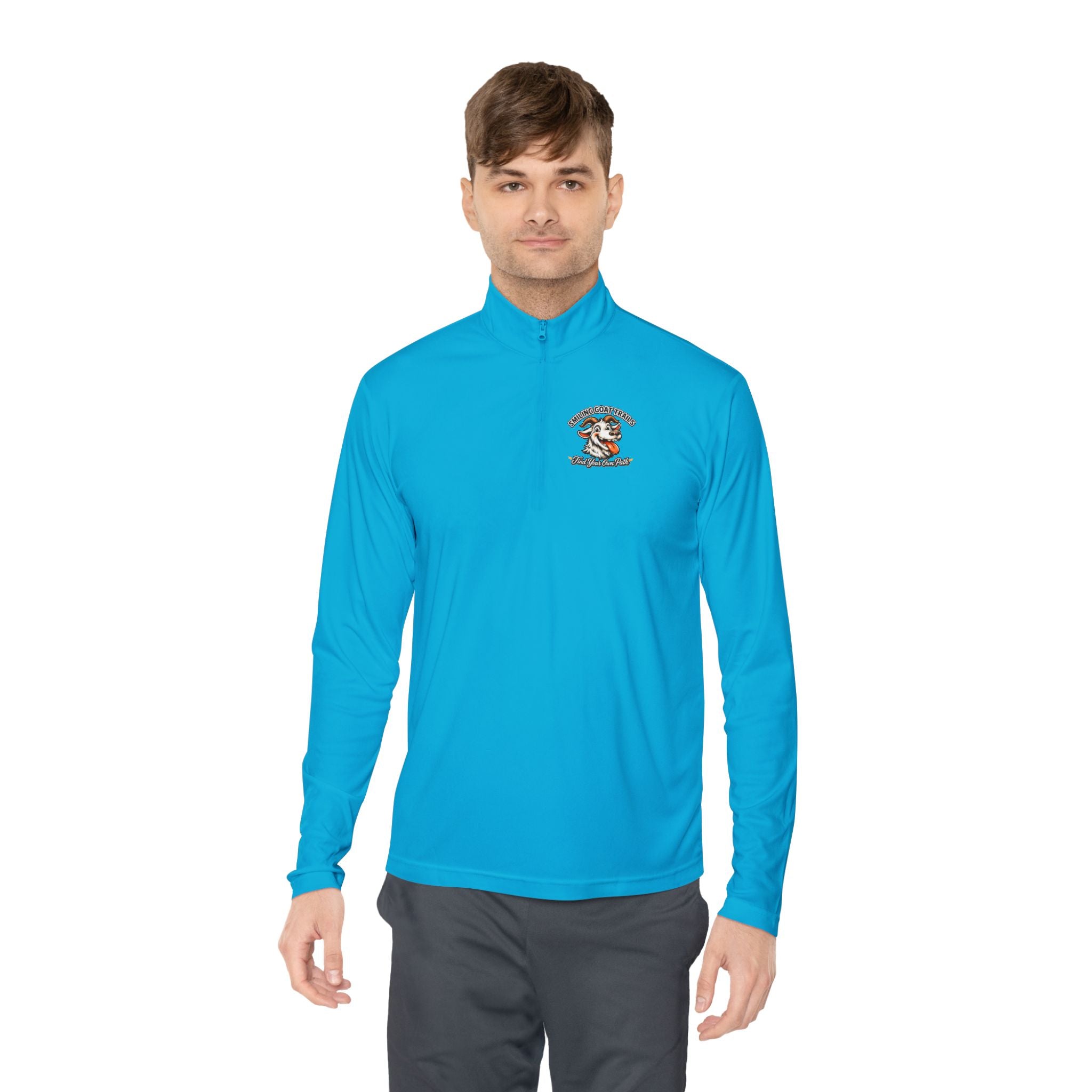 Eagle American Flag Quarter-Zip Pullover Smiling Goat Logo
