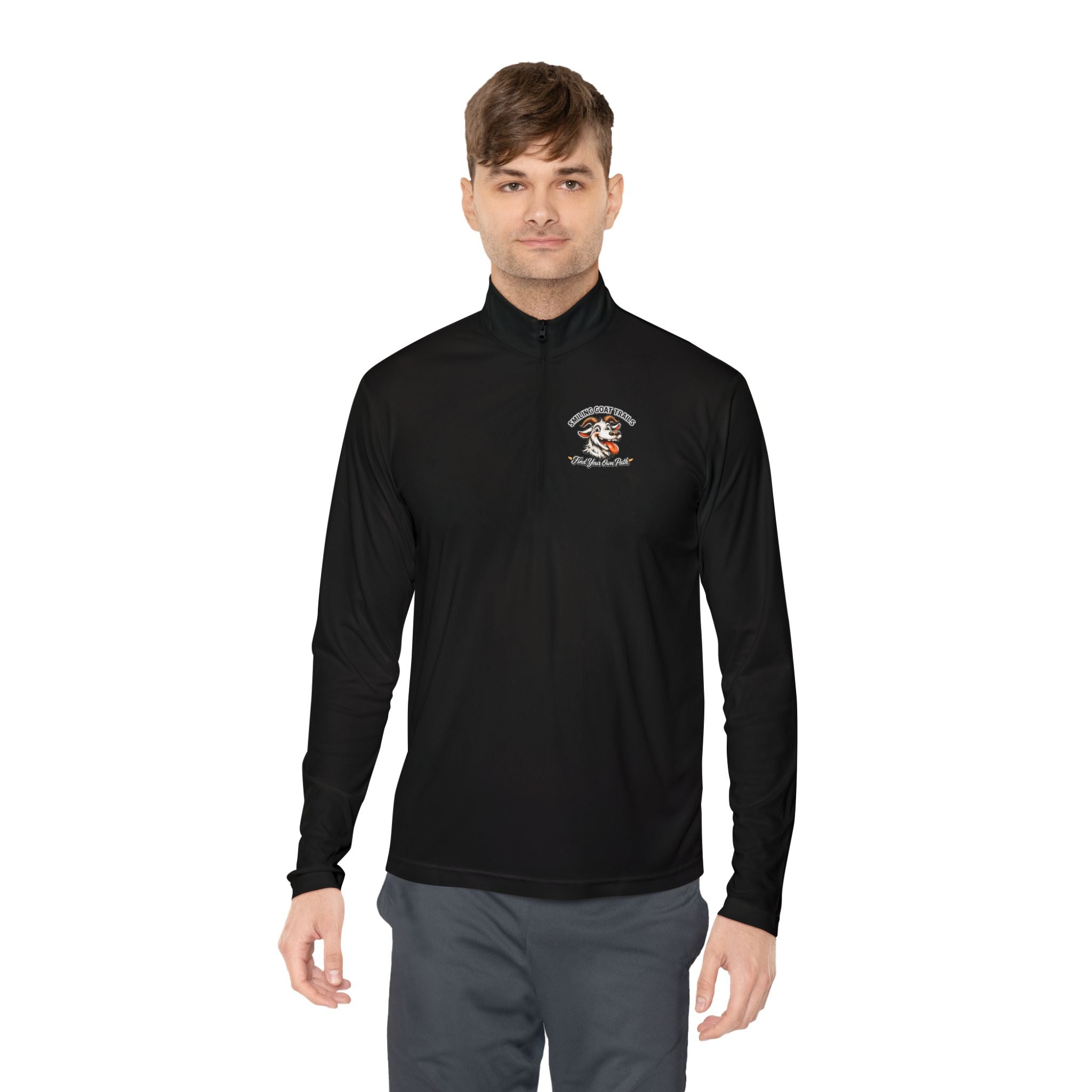 Eagle American Flag Quarter-Zip Pullover Smiling Goat Logo